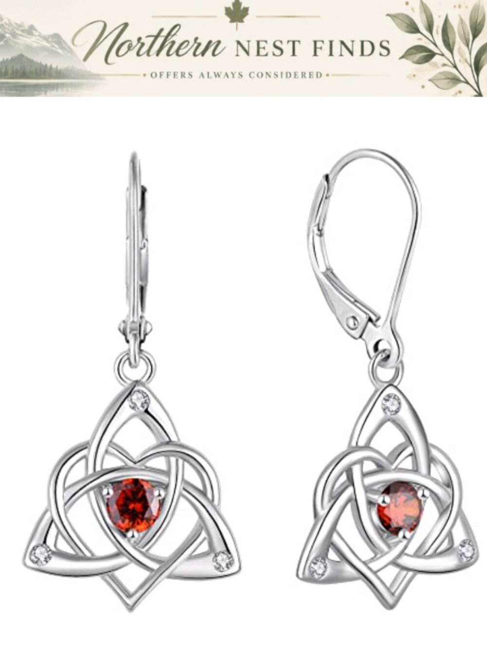 925 Sterling Silver Celtic Knot Dangle Earrings Women